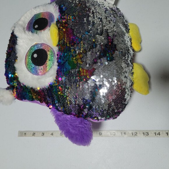 Hobby Lobby Owl 14 inch Plush Pillow Reversible Sequins Purple Stuffed Animal - Picture 6 of 6